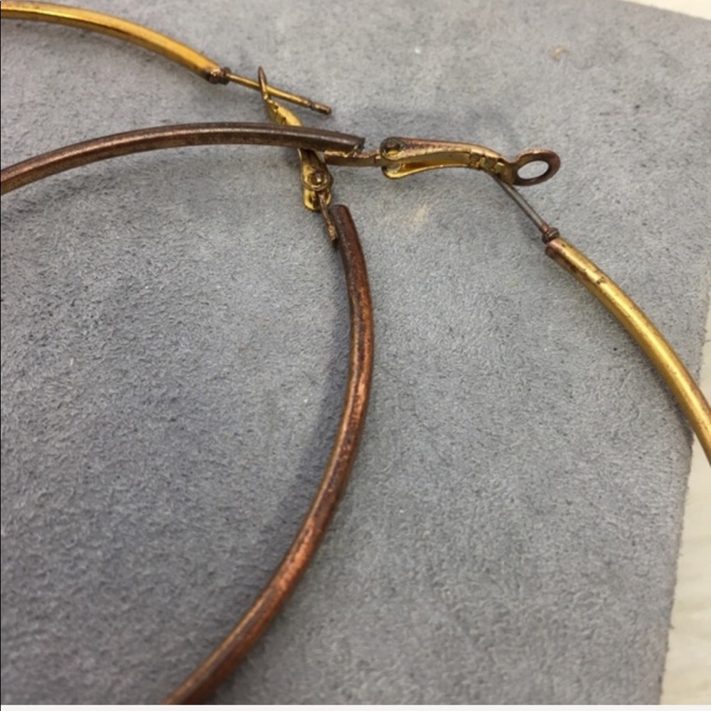 Vintage Gold Tone Oversized Hoop Earrings - Picture 4 of 6